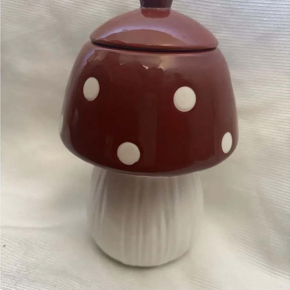 Red and White Ceramic Mushroom Decor